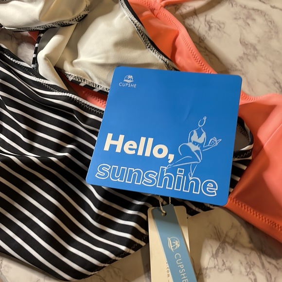 NWT CUPSHE Pink w/stripe bikini set - Picture 10 of 11